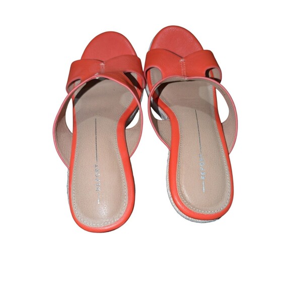 Espadrilles Platform REPORT Wedge Sandals Faux Leather Open Toe Orange Sz 9 - Picture 5 of 11